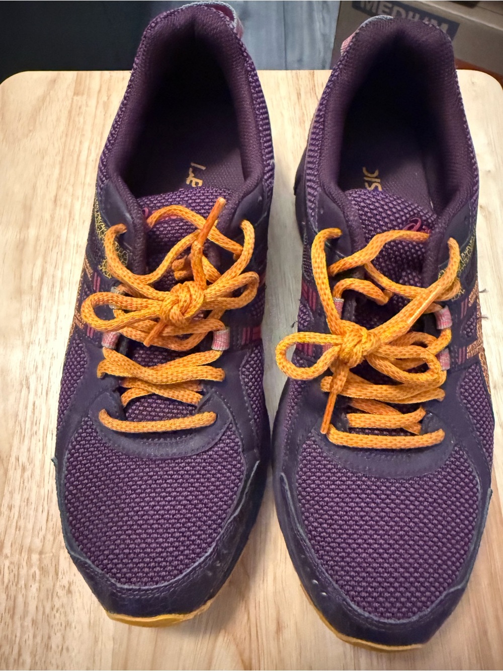ASICS Women's Purple Athletic Sneakers with Orange Laces